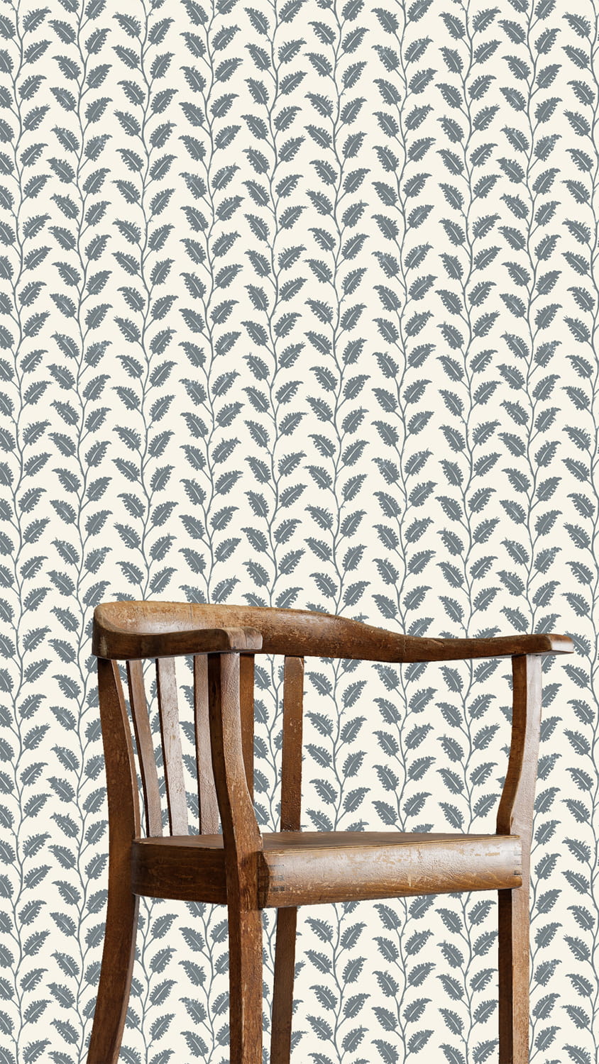 Tapete Leaf Wiggle - Bude Blue/ Cotswold White