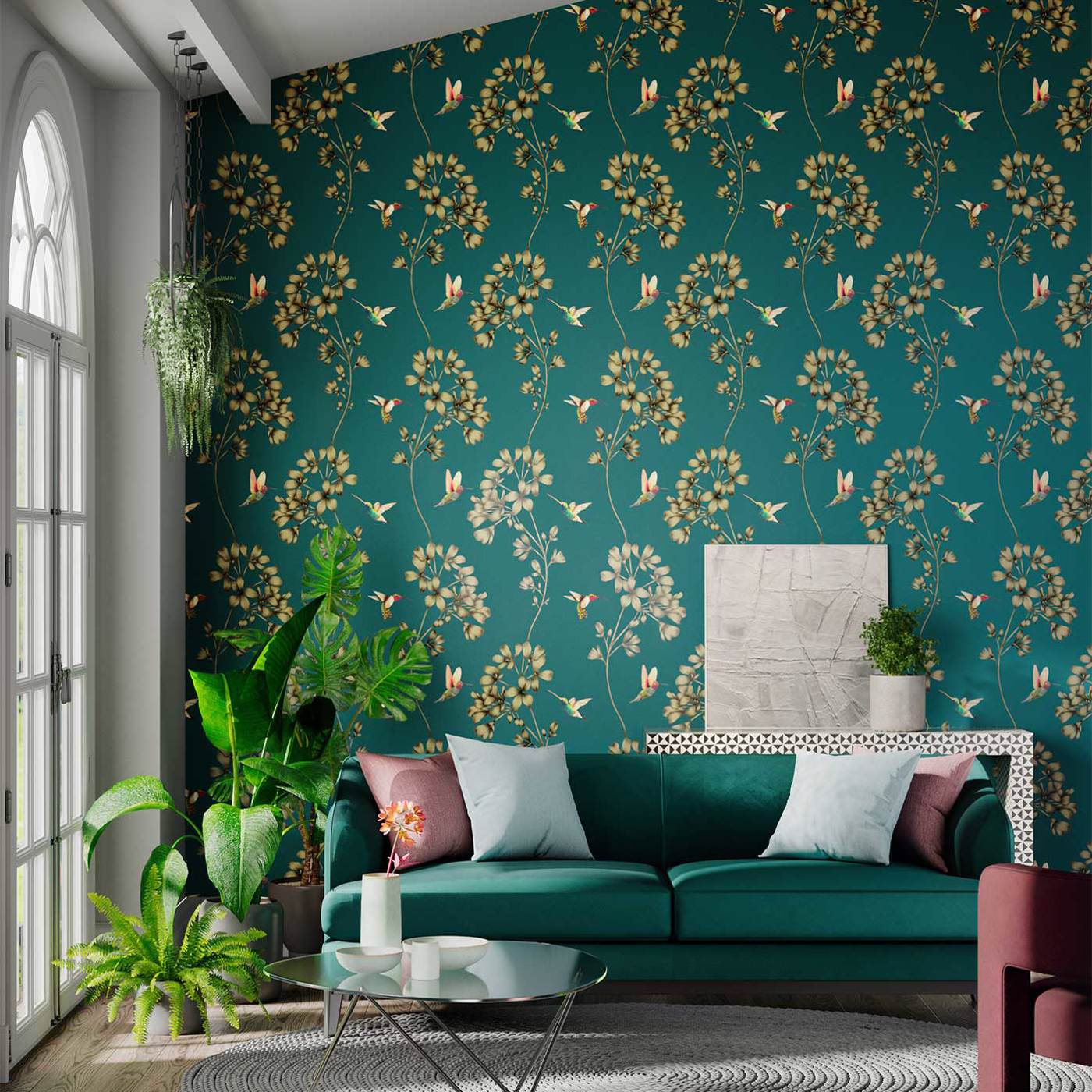 Tapete Amazilia - Teal/ Gold