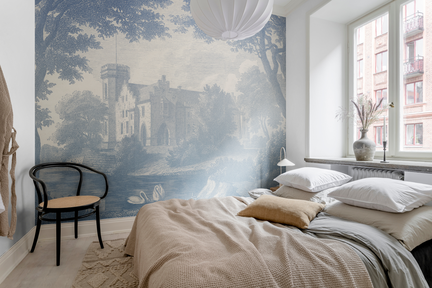 Wandbild Swan Pond - Blue
