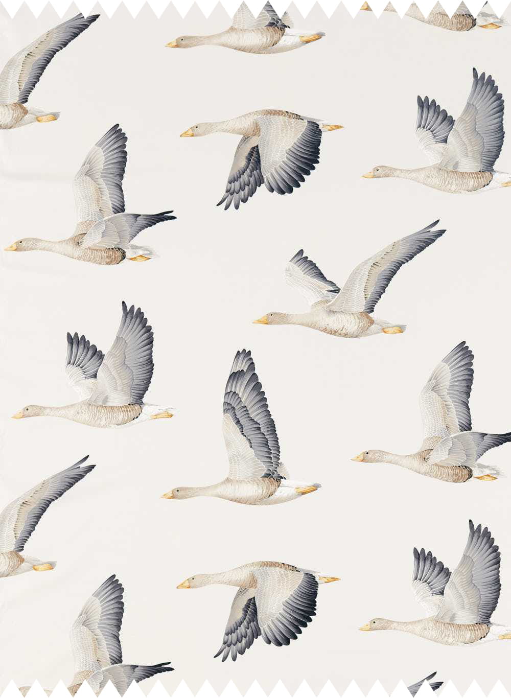 Stoff Elysian Geese - Silver/ Chalk