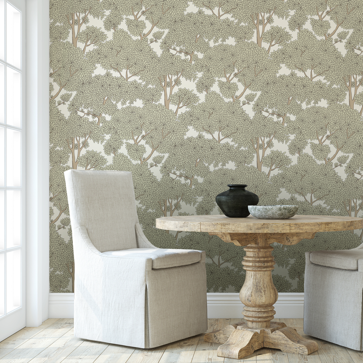 Tapete Stockend Woods - Cotswold White/ Maitland Green