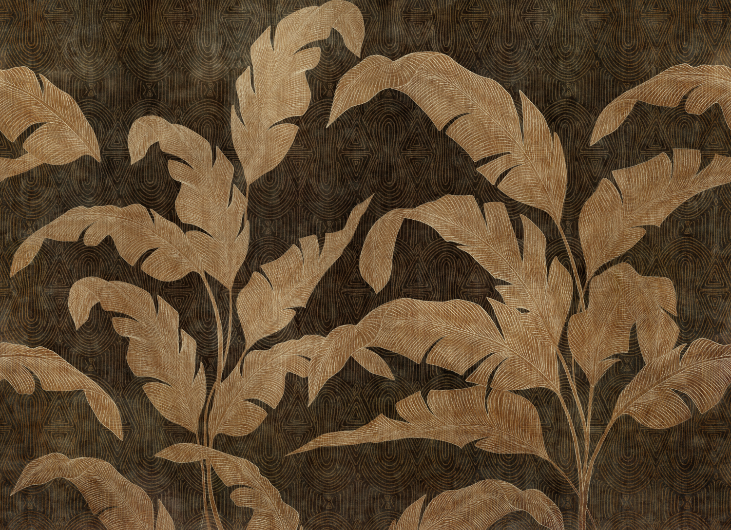 Wandbild Leaves Shadow - Gold