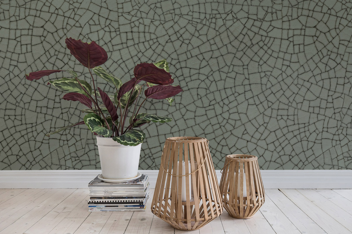 Wandbild Raku Crackle - Jade