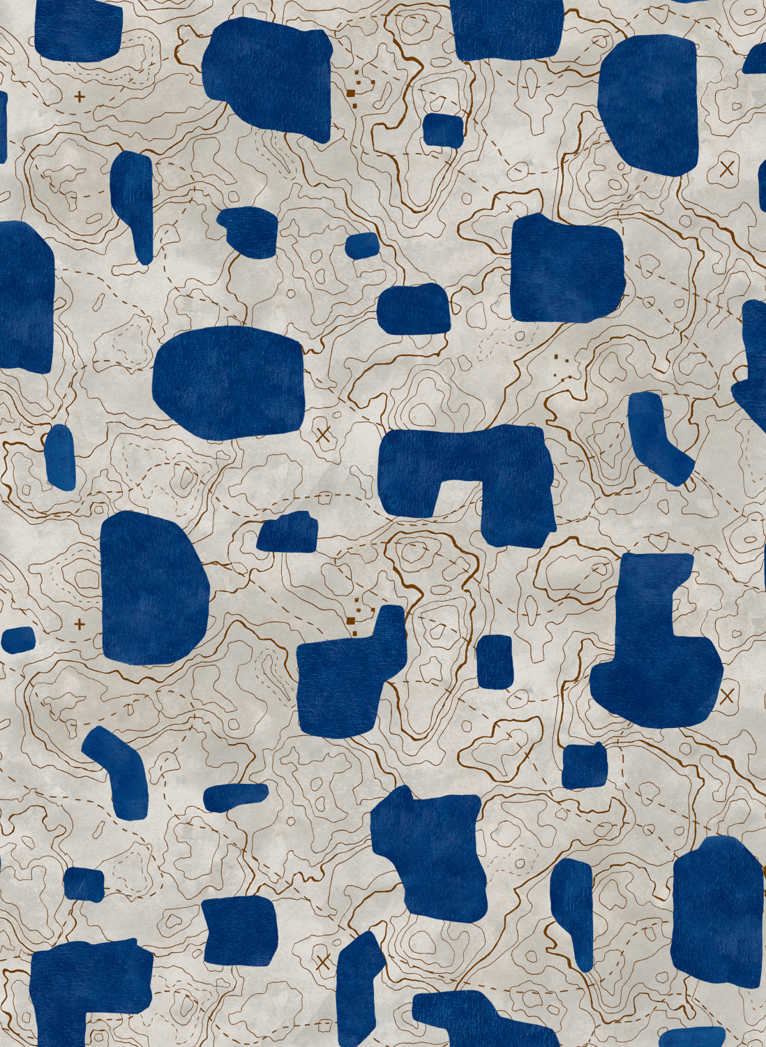 Tapete Map Xylography - Blue