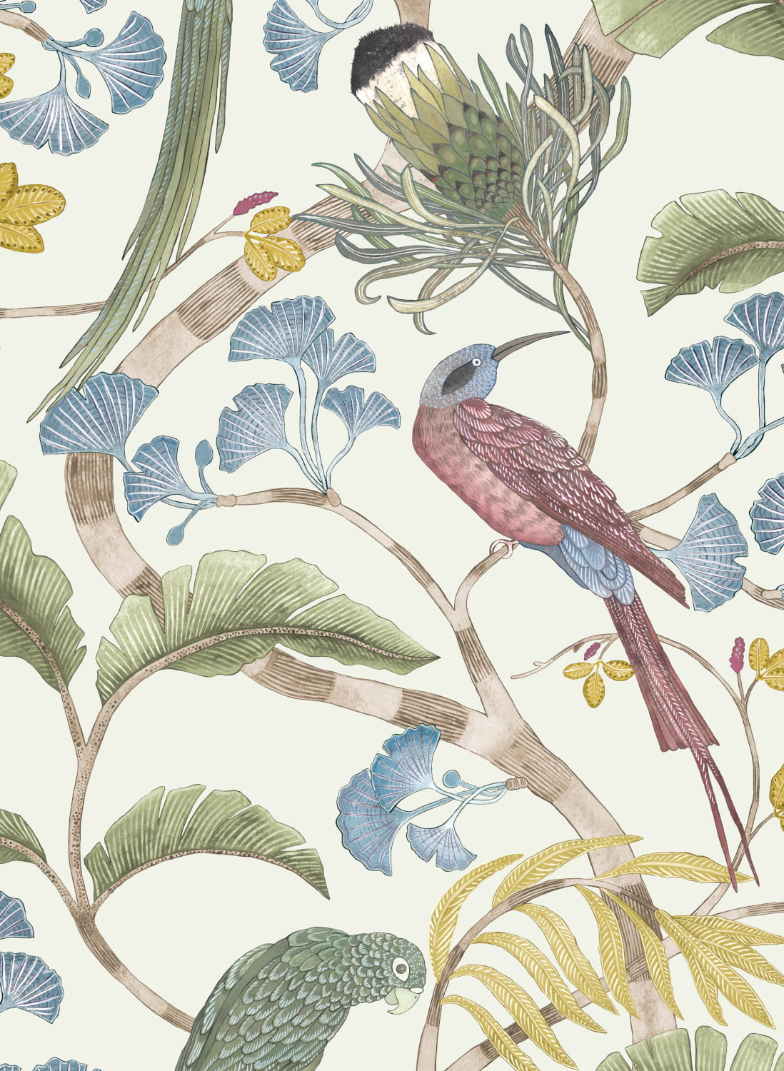 Tapete Living Branches - Ivory/ Soft Olive/ Yellow