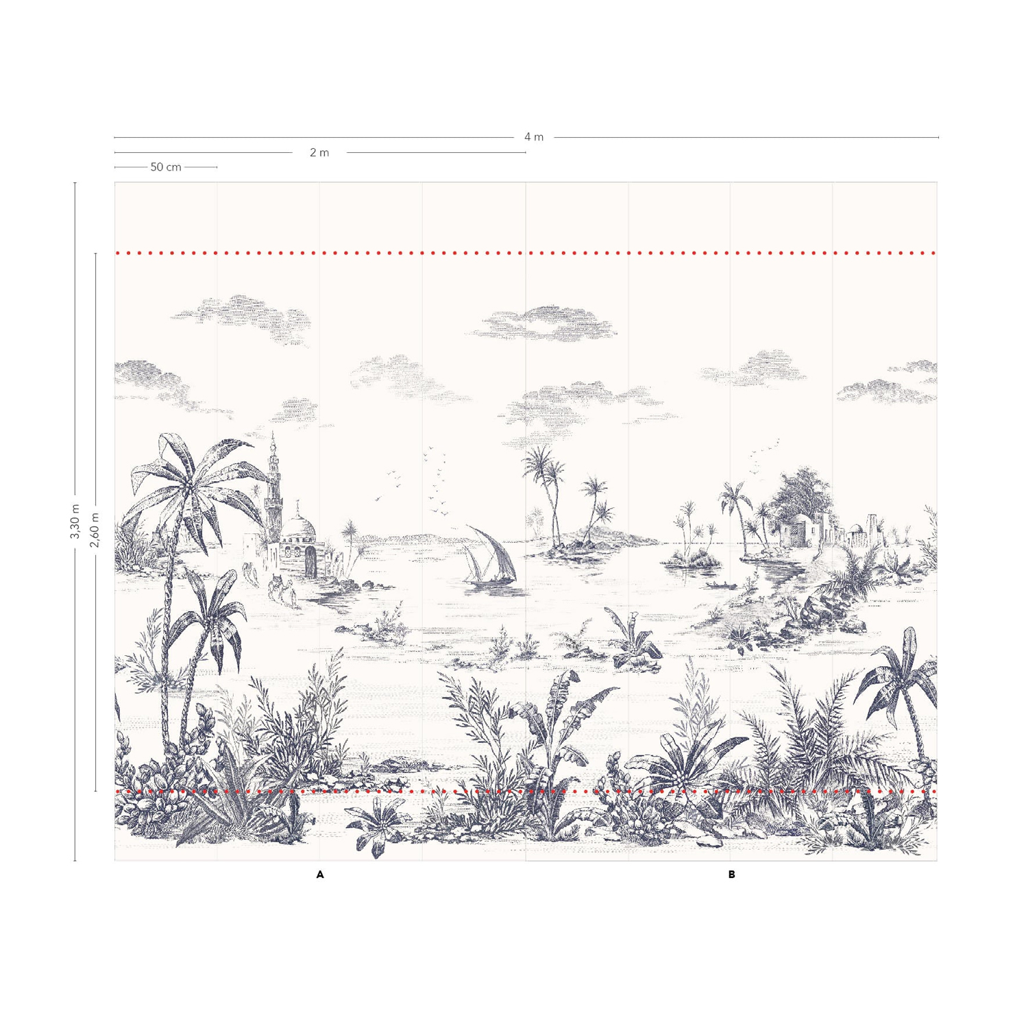 Wallpaper Vues d'Orient - Bleu Panel A