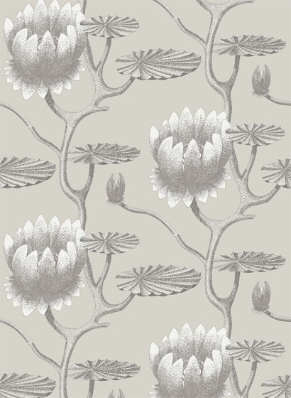 Tapete Summer Lily - Taupe and White