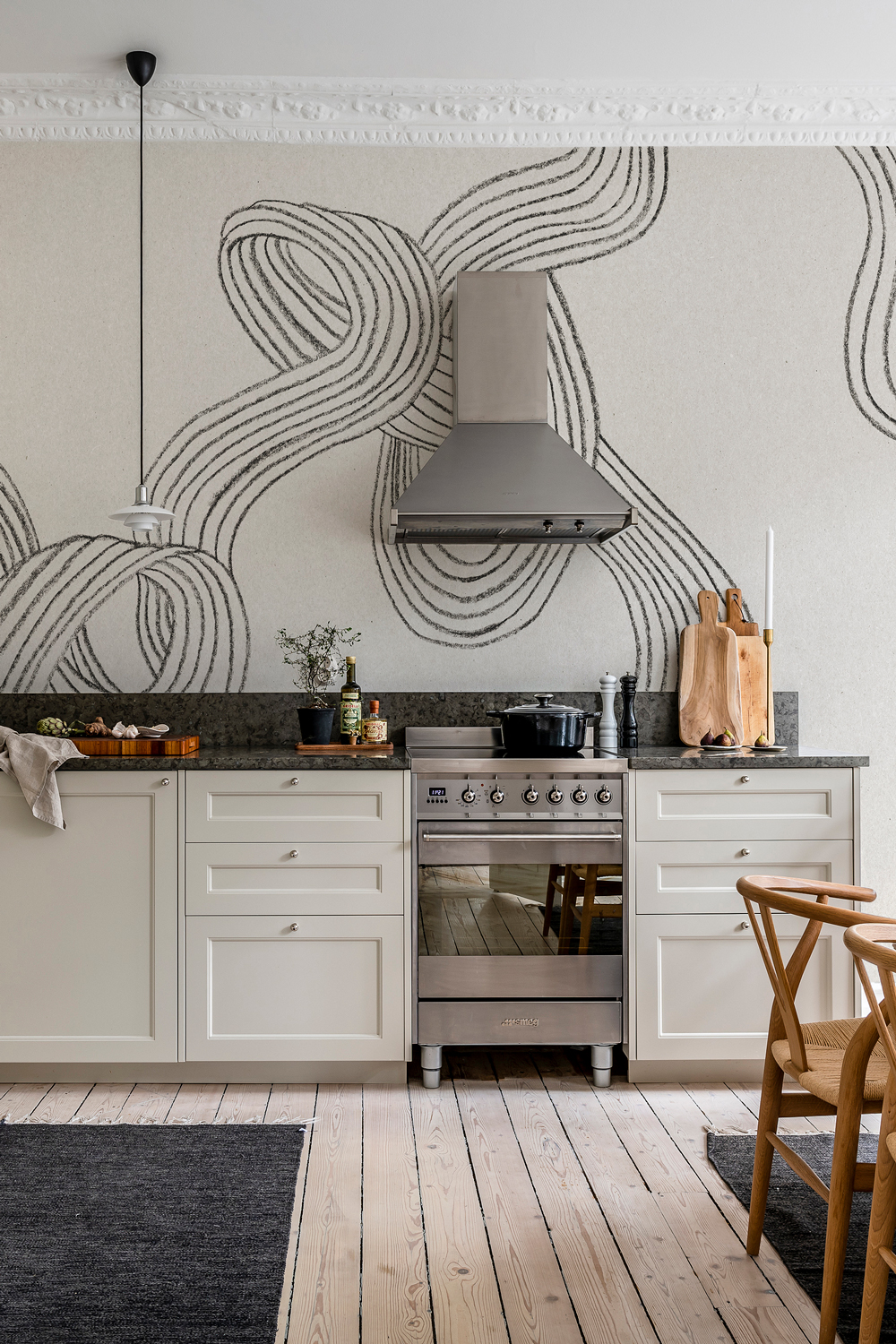 Wandbild Stripes - Graphite