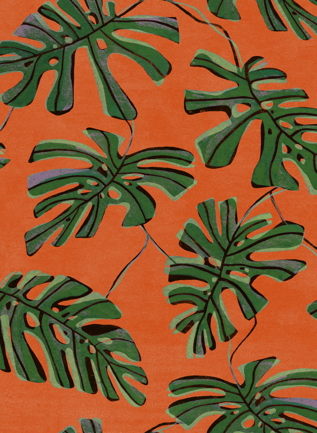 Papier peint Monstera - Naranja
