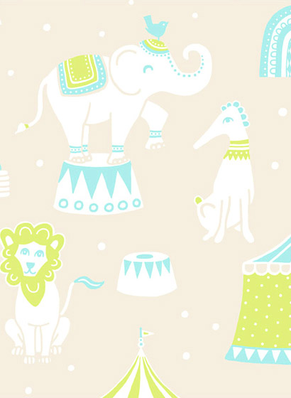 Tapete Circus - Beigegrey/ Turquoise/ Green/ Cream White