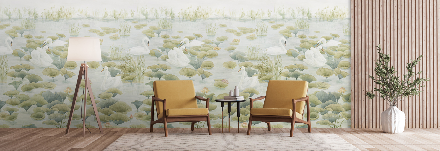 Wandbild Classic Swan Lake - green