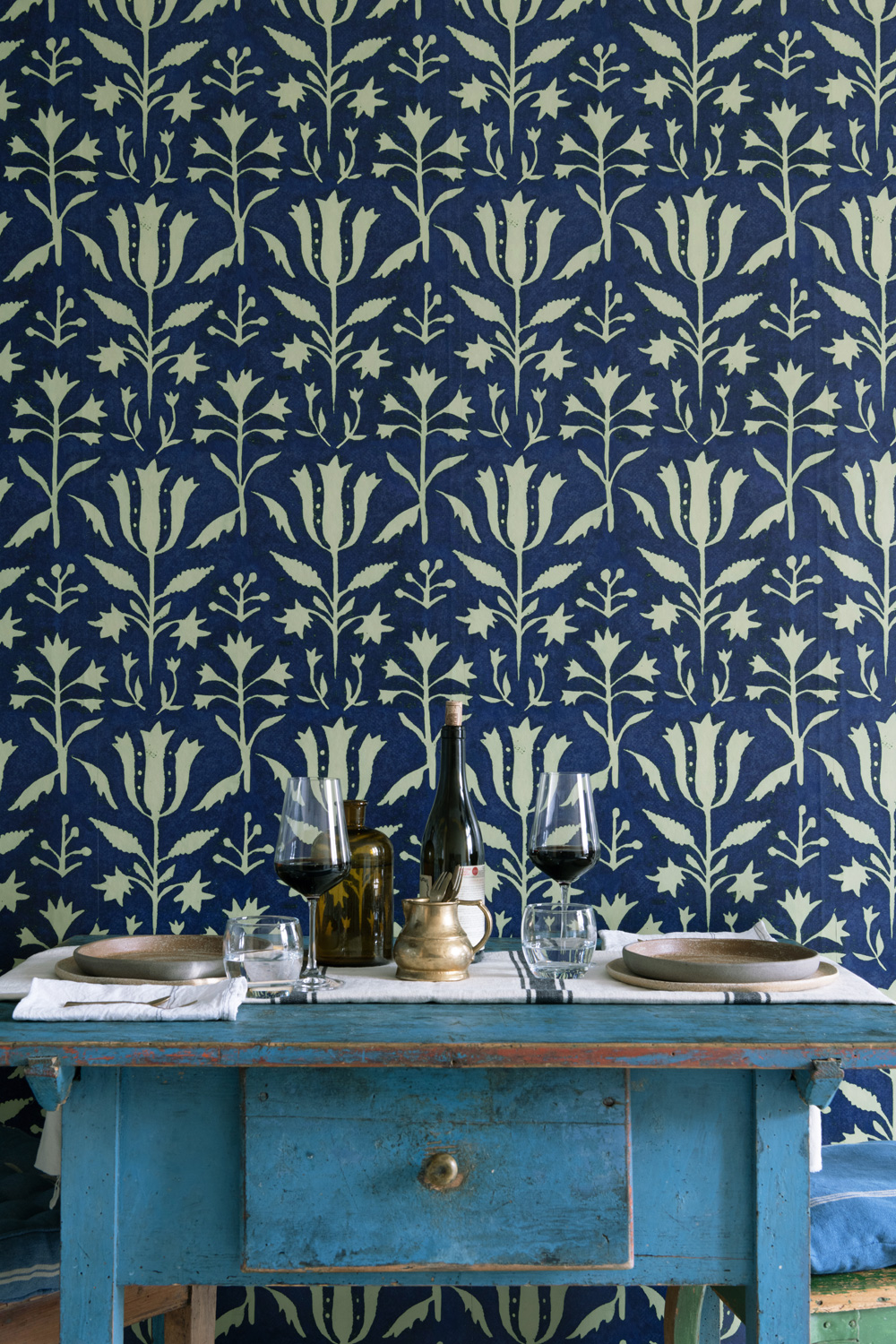 Tapete Tulipan - Indigo/ Beige
