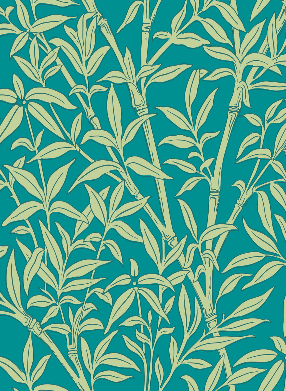 Tapete Bamboo Forest - Pistachio on Petrol