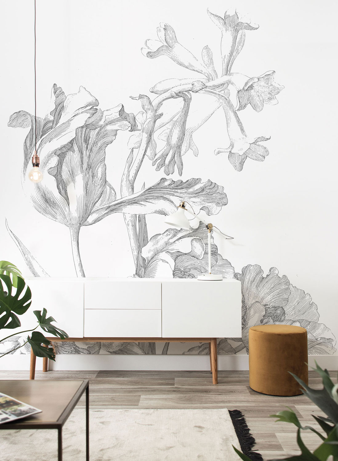 Wandbild Engraved Flowers 6