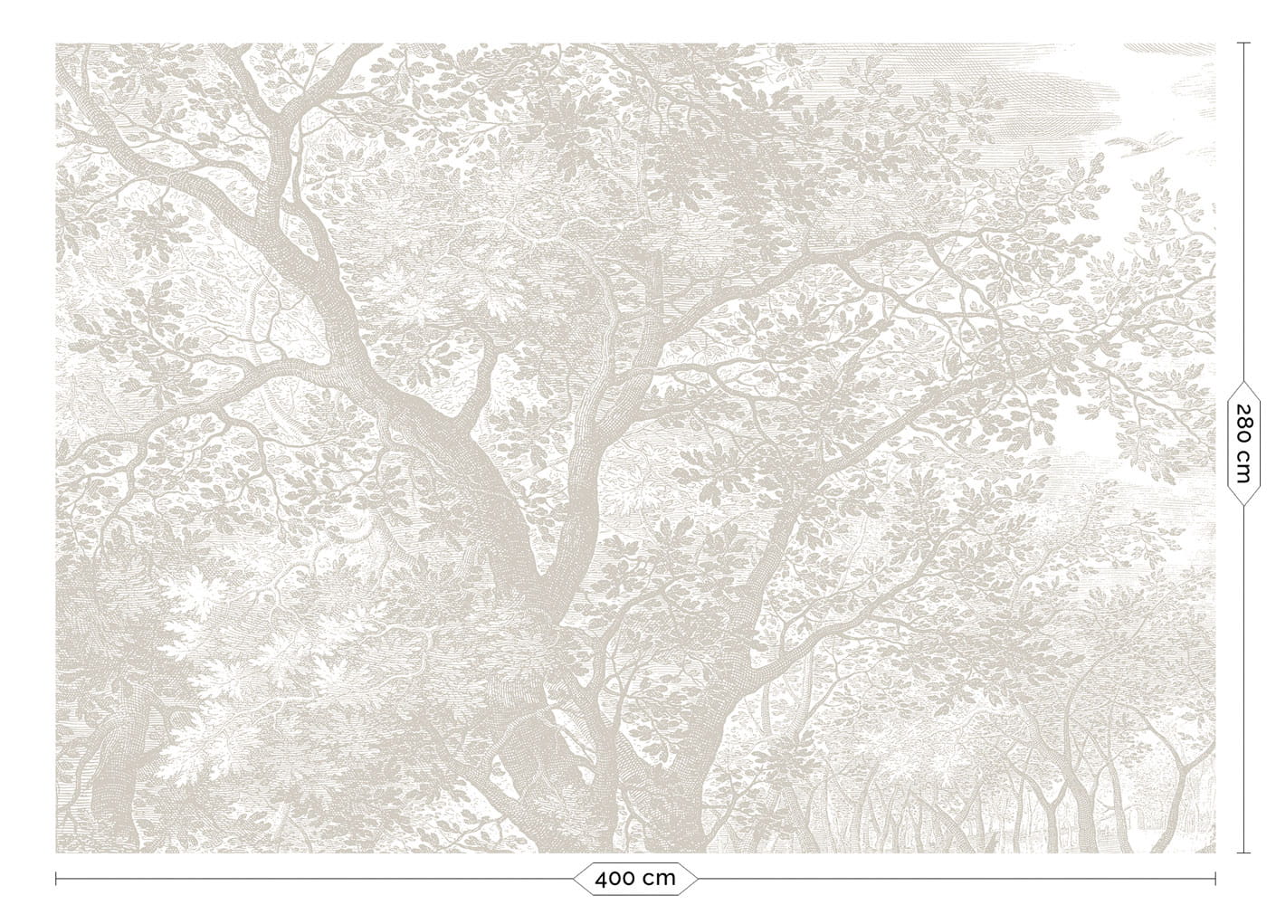 Wandbild Engraved Landscapes Grey 1 - XL - 4m