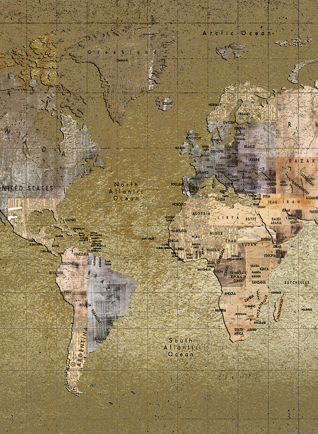 Wandbild Newspaper Map