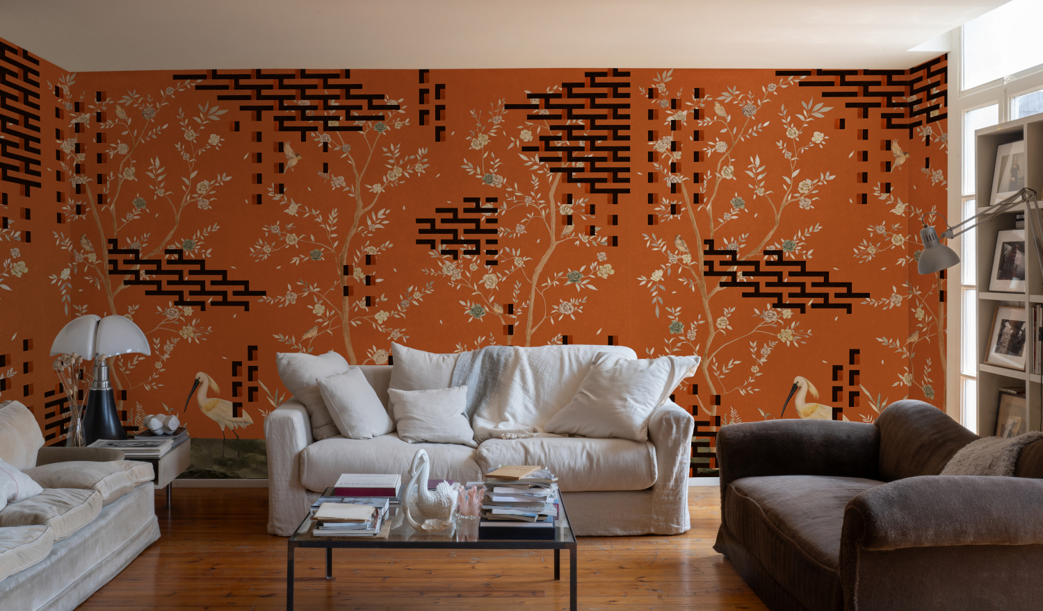 Wandbild Tetris Chinoiseries - Orange