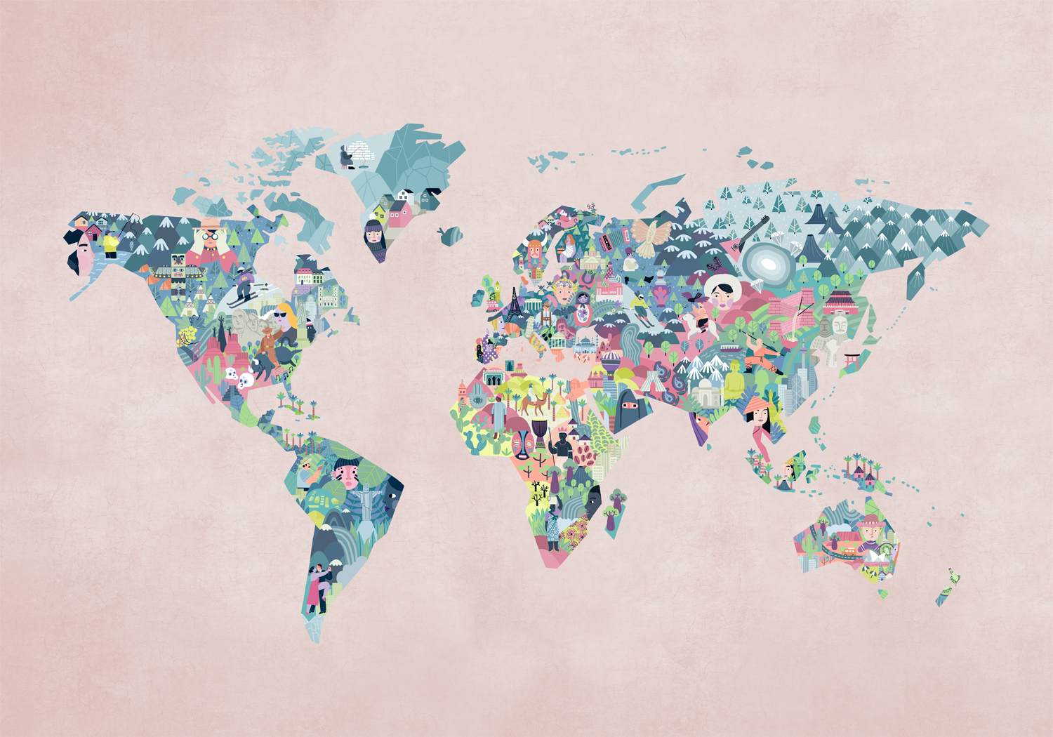 Wandbild Diversity Map - Peach