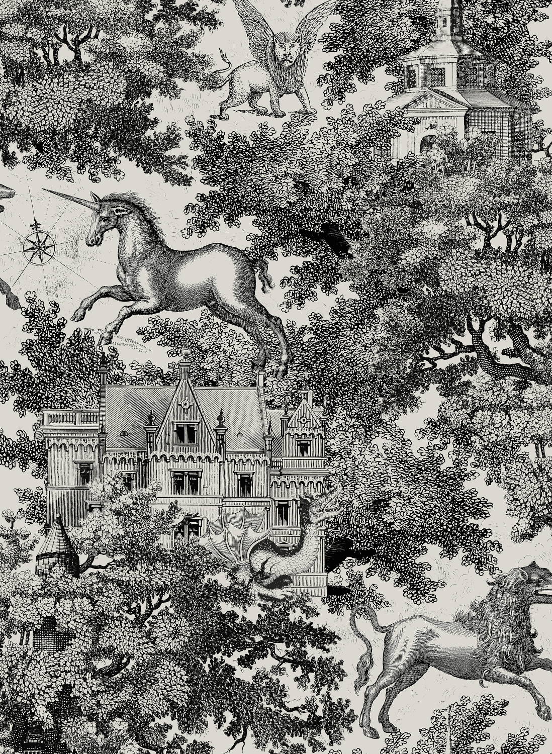Tapete Fairy Tale Castle - Graphite