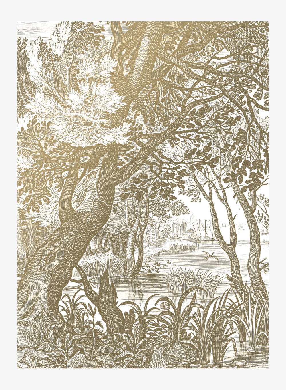 Wandbild Engraved Landscapes Gold 4 - M