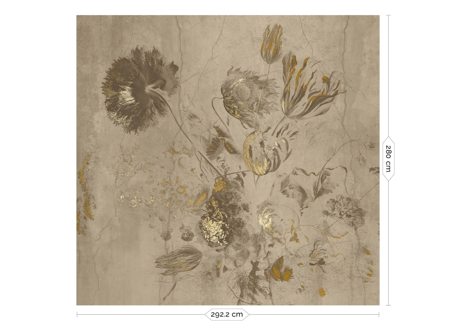 Wandbild Fresco Flowers Uyterlinde - Beige 292 cm
