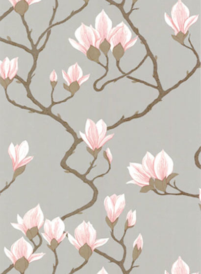 Tapete Magnolia - Alabaster on Metallic Silver