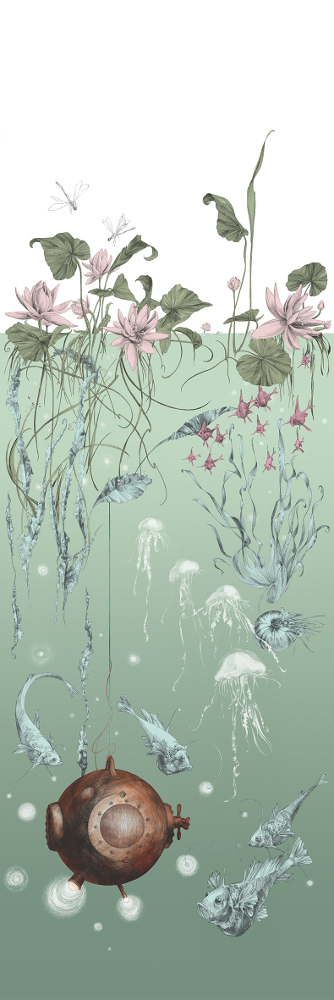 Tapete Nautilus/ Méduses/ Nénuphars - Nautilus gauche - Aqua