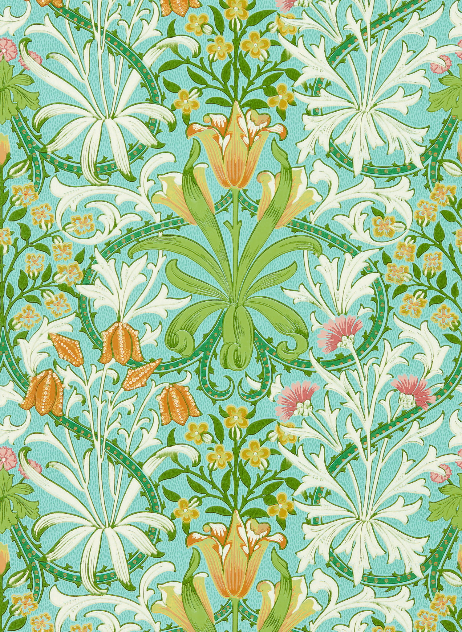 Tapete Woodland Weeds - Orange/ Turquoise