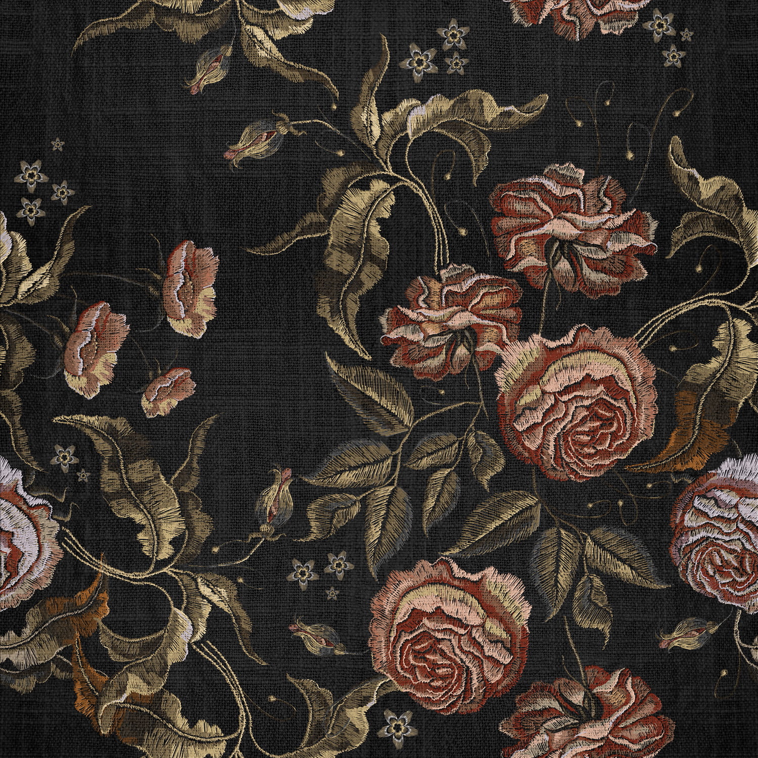 Wandbild Embroidery Flora - Black