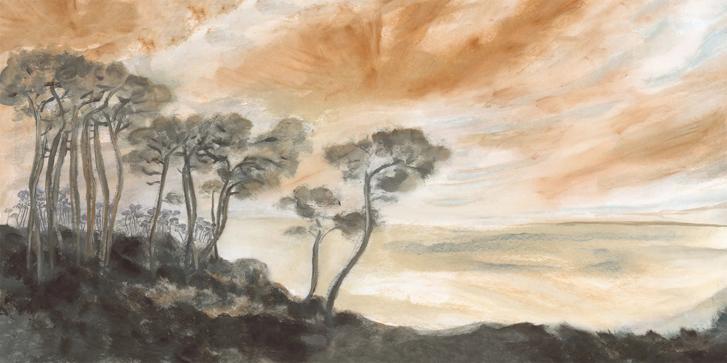 Wandbild Les Landes - Coucher De Soleil