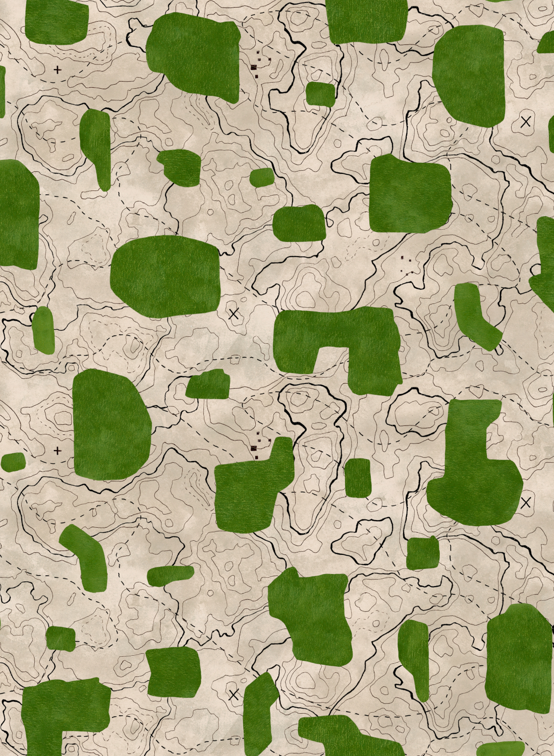 Tapete Map Xylography - green