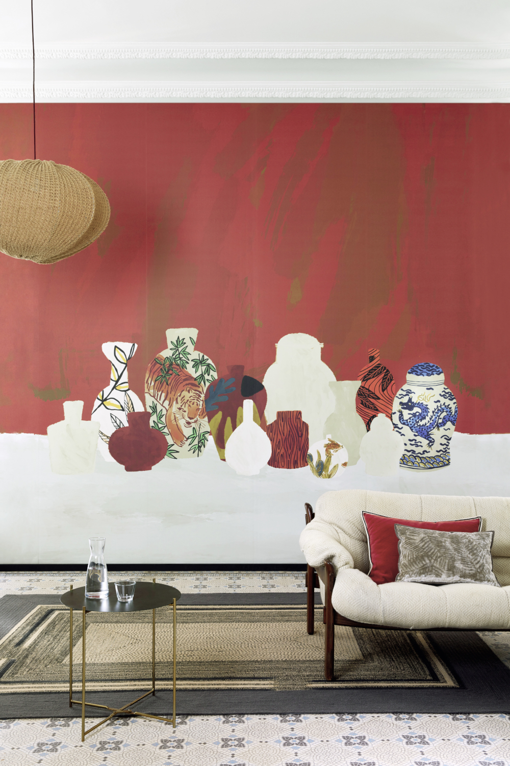 Wandbild Tigre et dragon - Multicolor