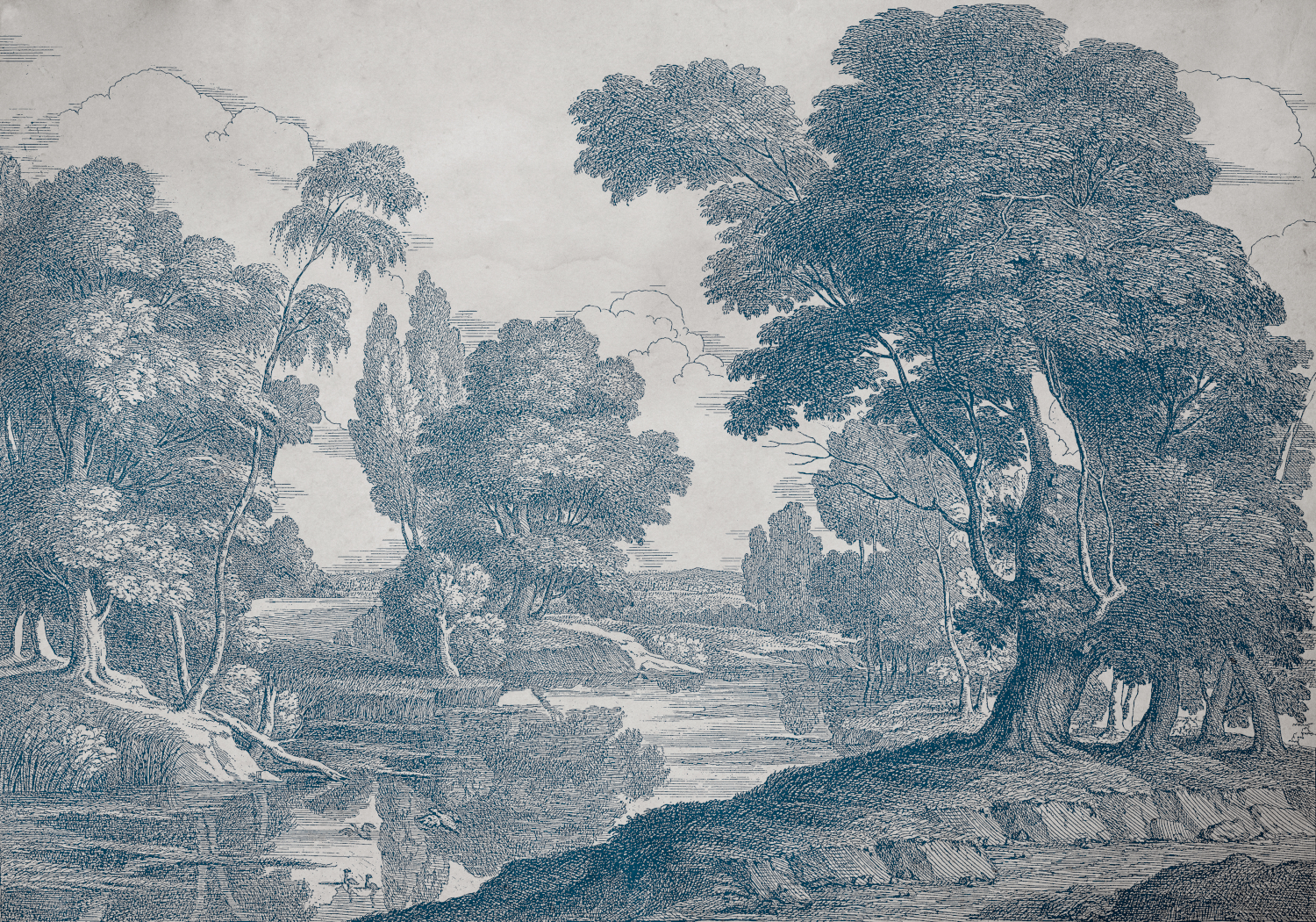 Wandbild Engraving - Blue