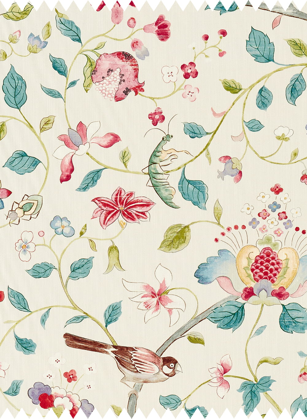 Stoff Arils Garden - Blue Clay/ Pink