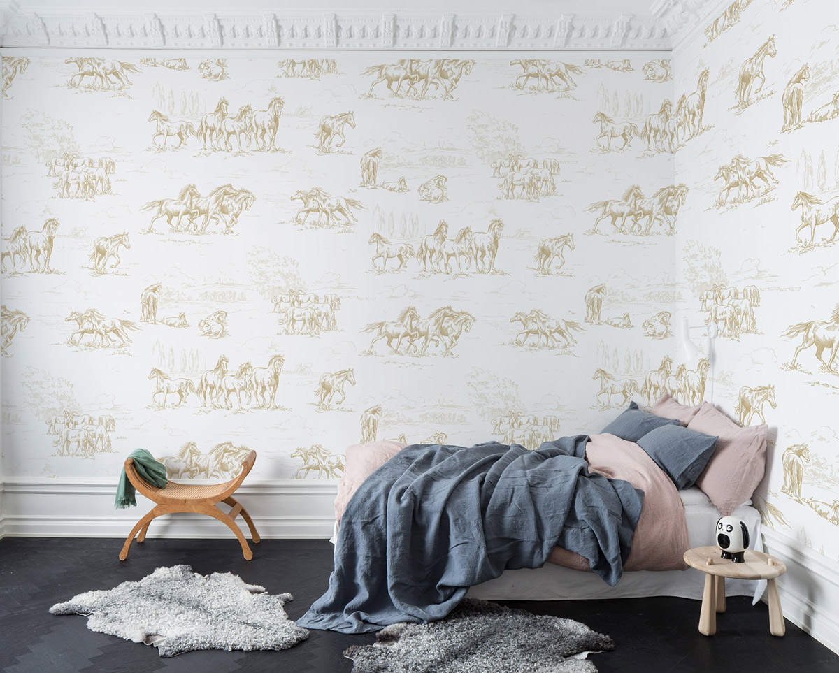 Wandbild Horse Herd - Gold