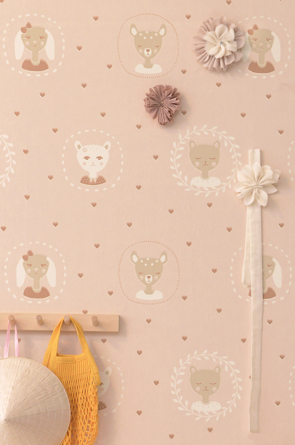 Tapete Hearts - Dusty Warm Pink