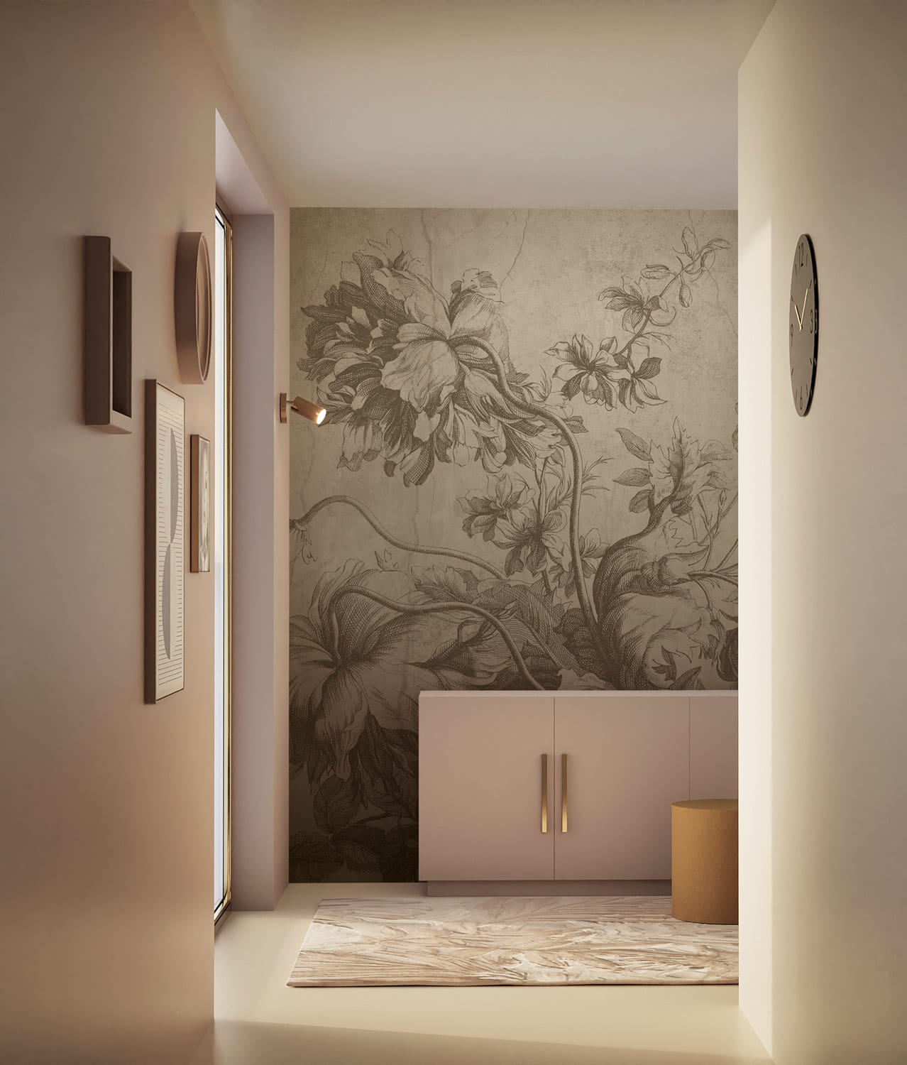 Wandbild Gradient Flowers Uyterlinde - Beige 390 cm
