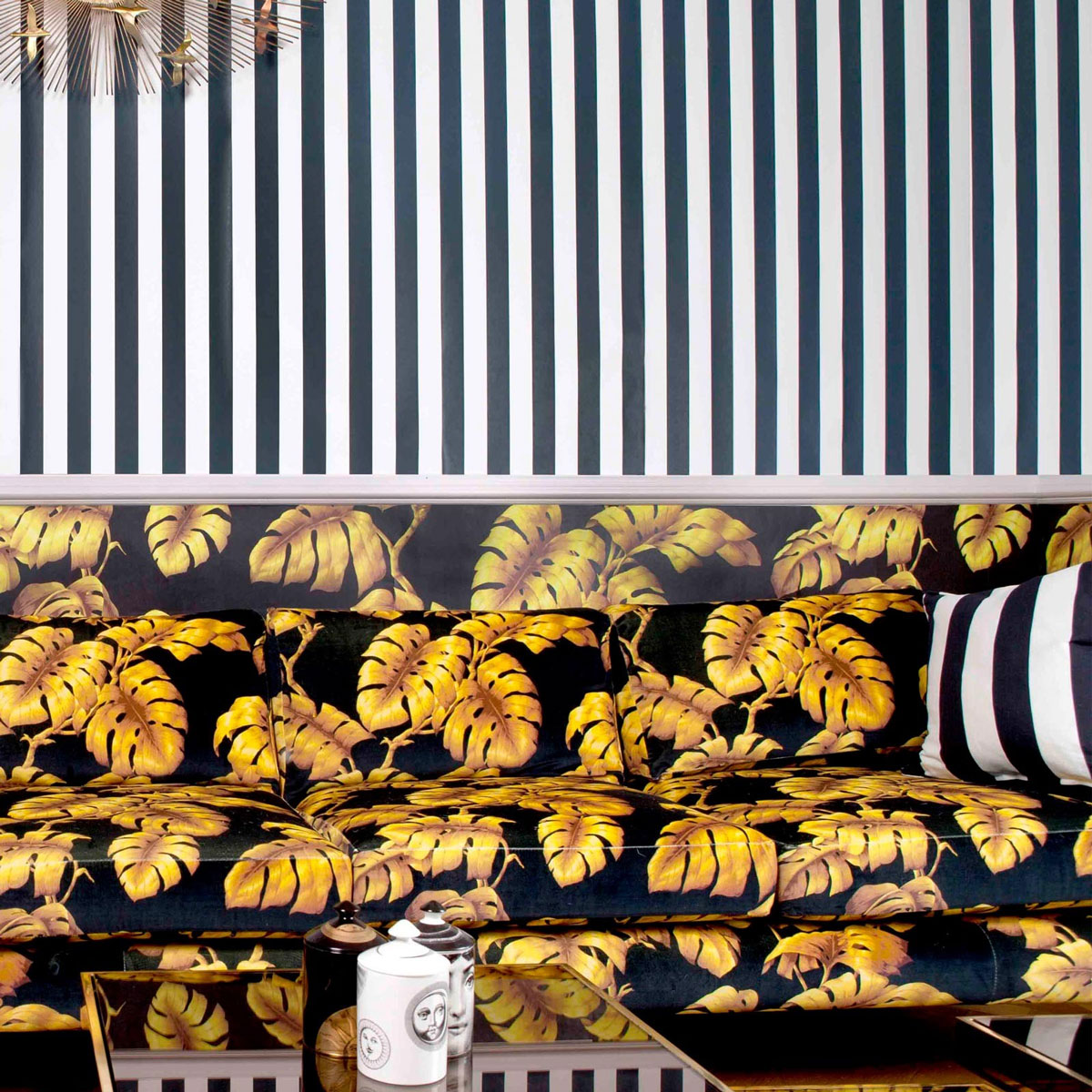 Wandbild Mono Stripe - Off-Black & Oyster