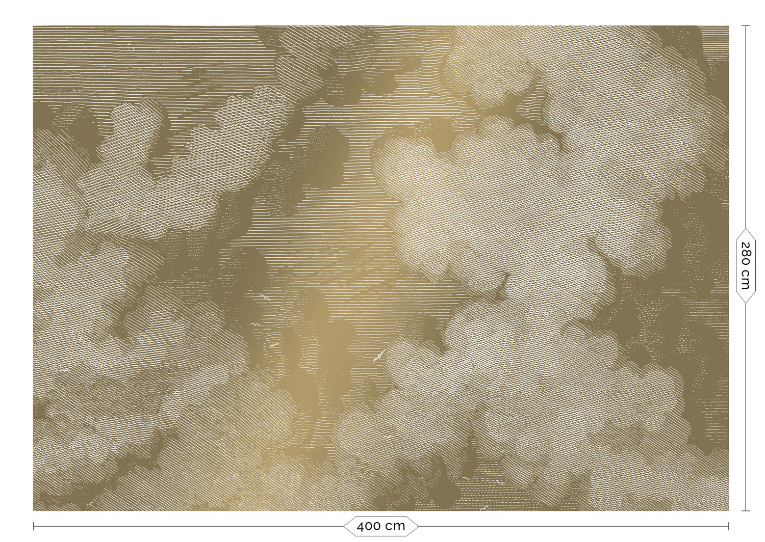 Wandbild Engraved Clouds Gold 2 - XL