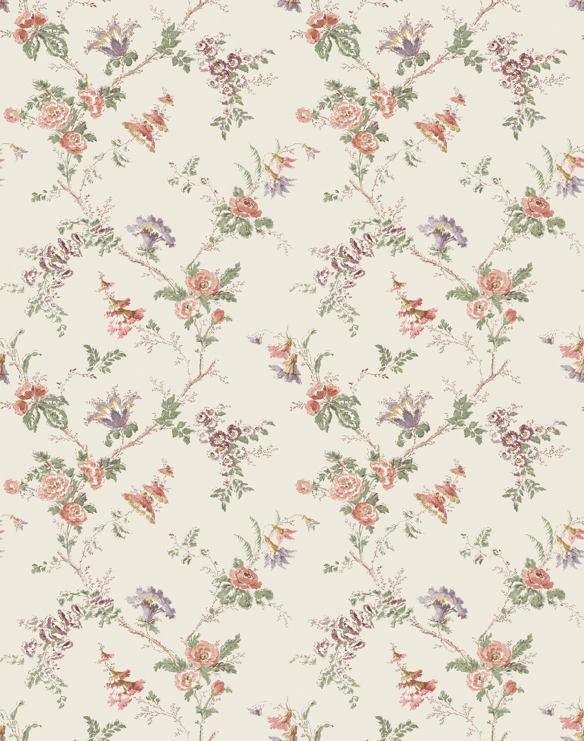 Tapete Boscobel - Coral/ Green