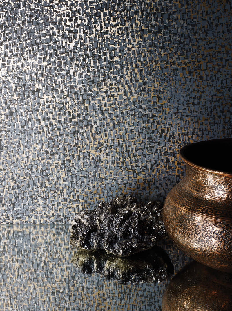Wallpaper Tesserae - Slate/ Metallic Bronze