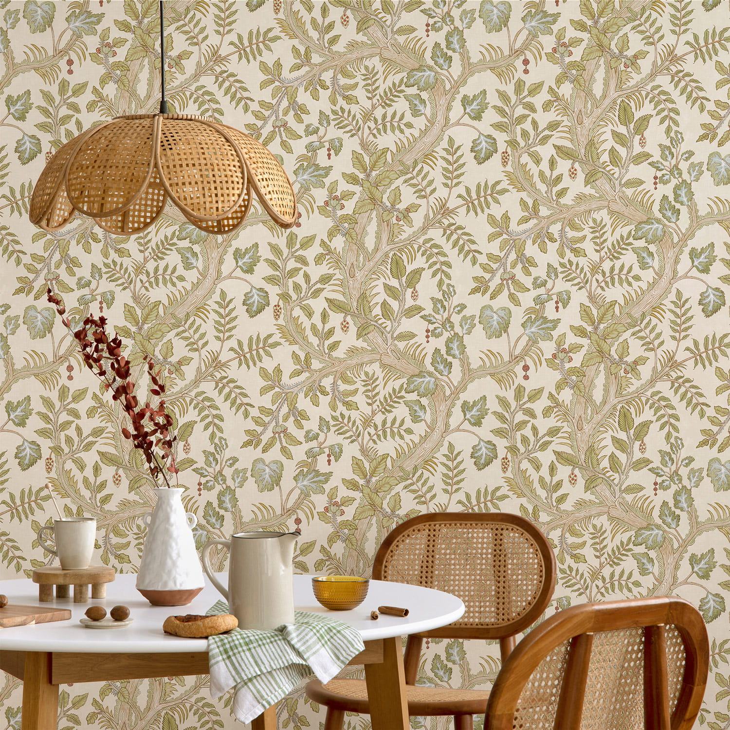 Tapete Hedgerow - Cream and Olive