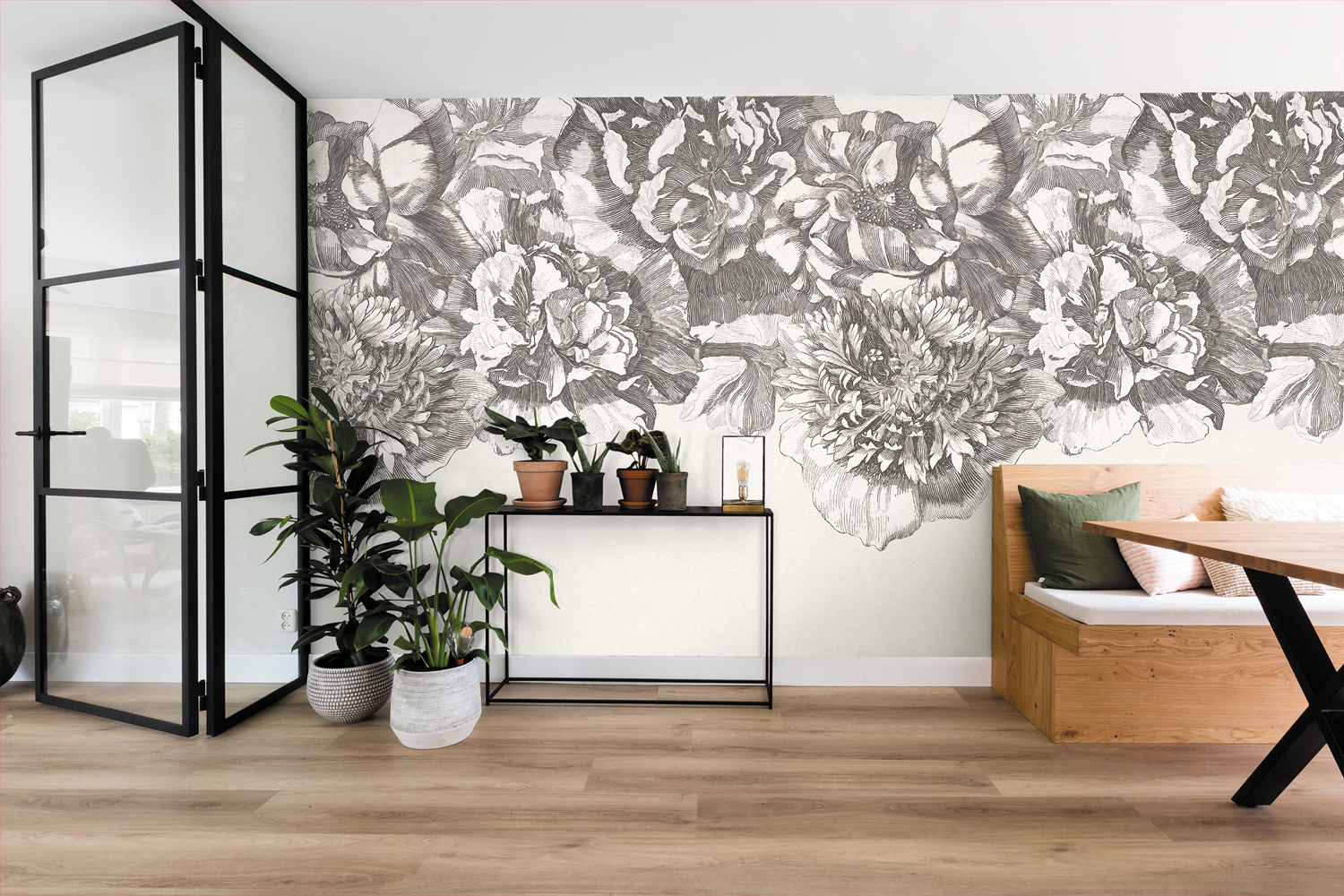 Wandbild Flower Fall - Black/ White