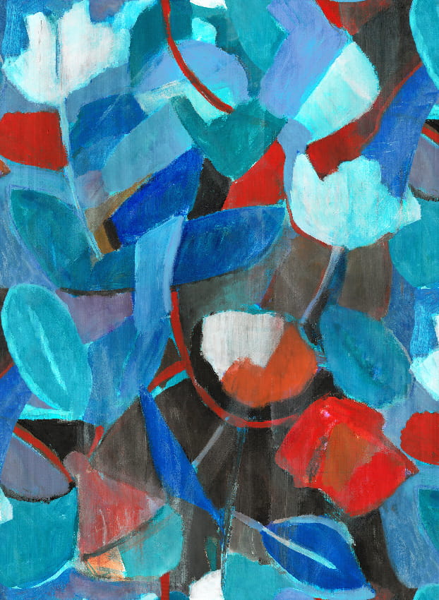 Wandbild Siwa - Blue Red Panel 2