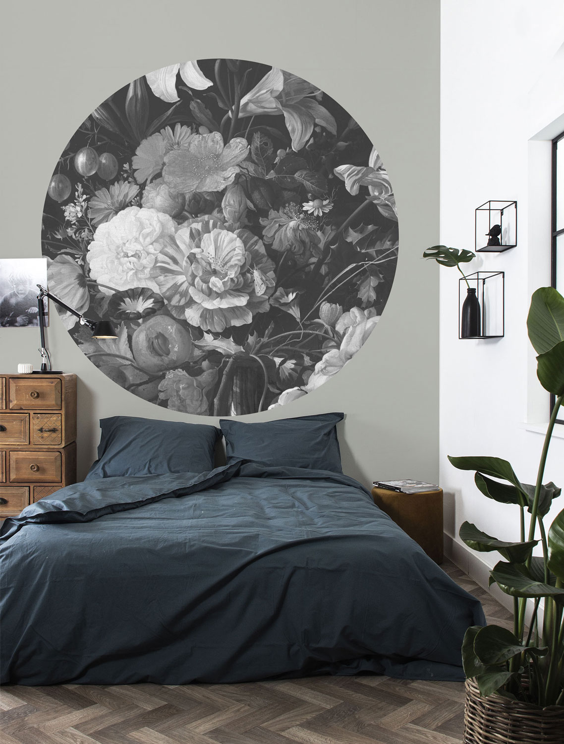 Wandbild Golden Age Flowers 10 Circle - M - 1.9m
