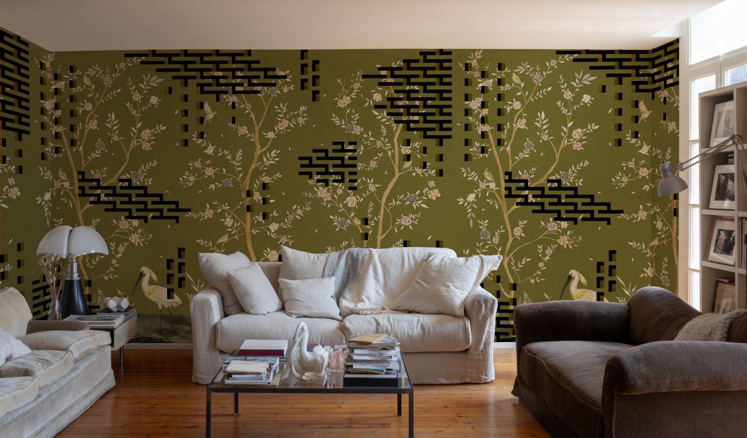 Wandbild Tetris Chinoiseries - green