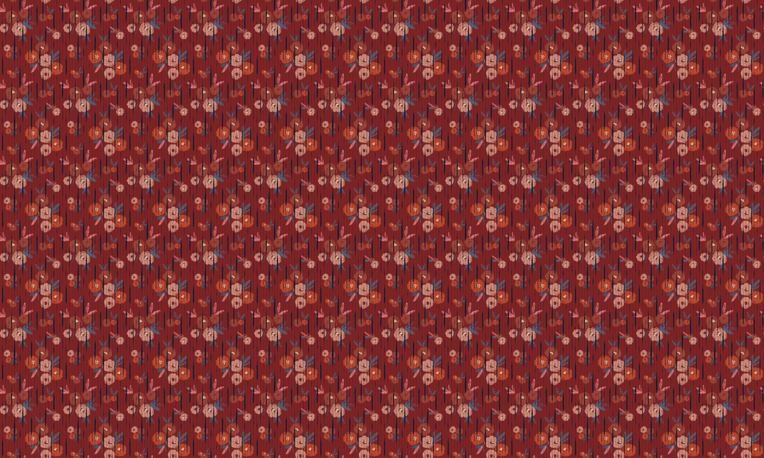 Tapete Broken Poppies - Red