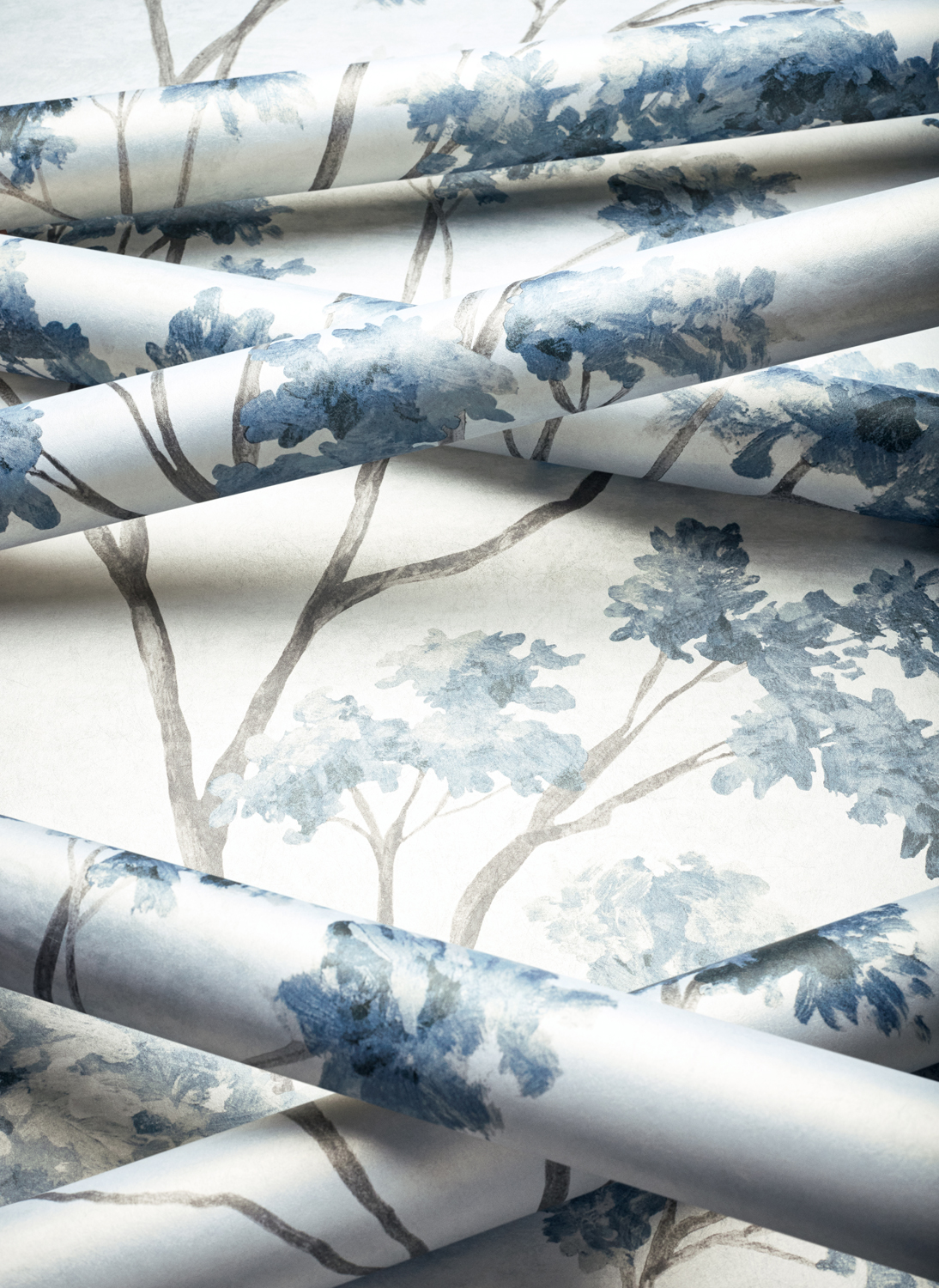 Tapete Dalton - Blue and White on Pearl