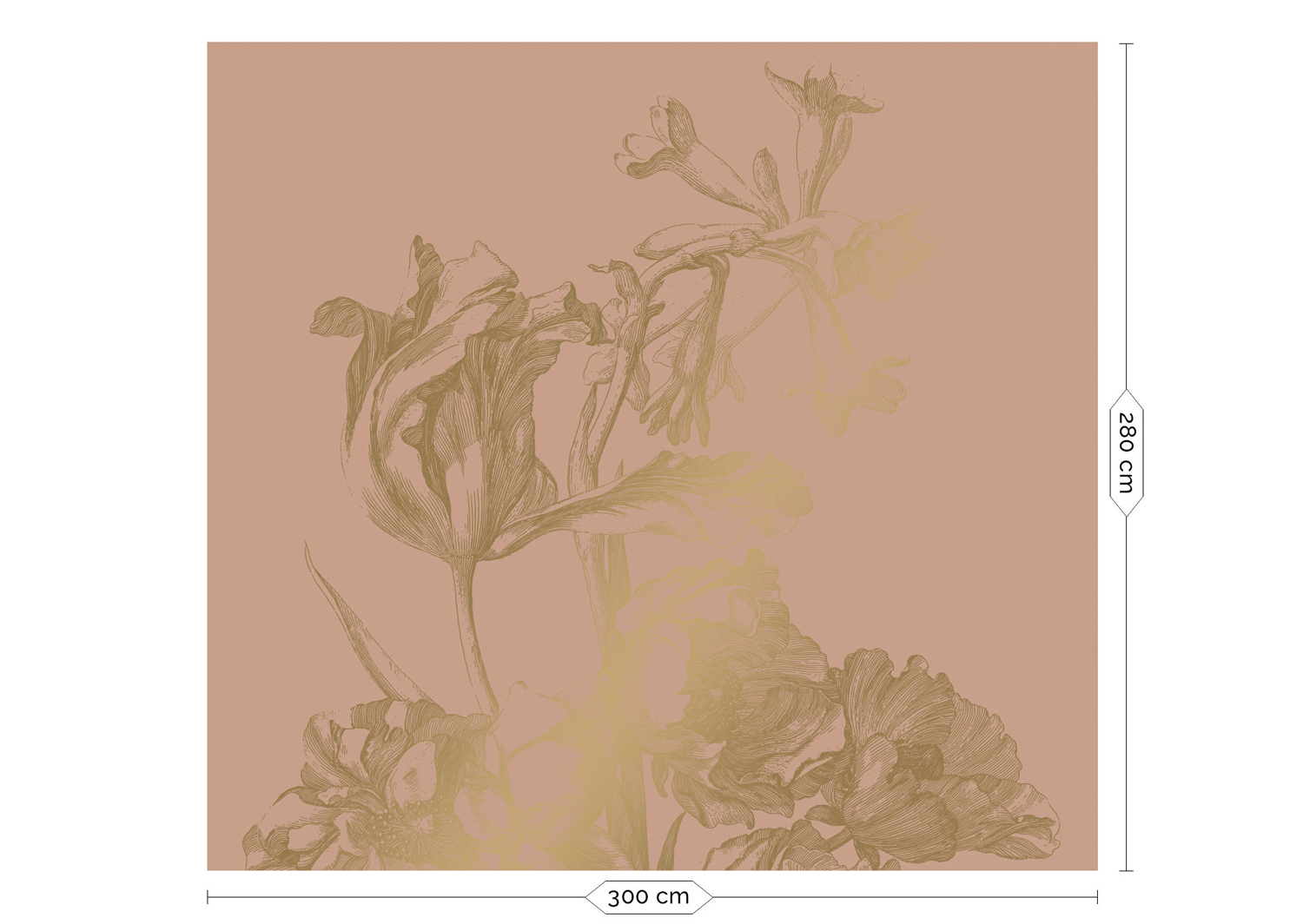 Wandbild Engraved Flowers Gold 4 - L