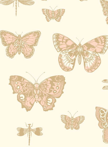 Tapete Butterflies & Dragonflies - Pink/ Ivory